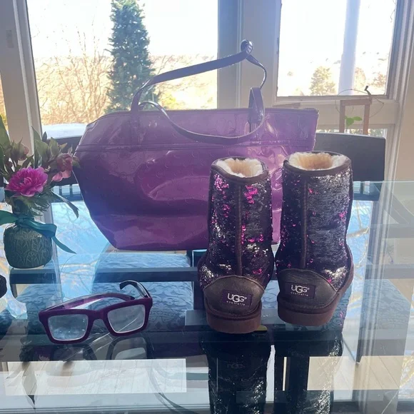 UGG Pink and Purple Sequin Boots with Accessories - Picture 6 of 6